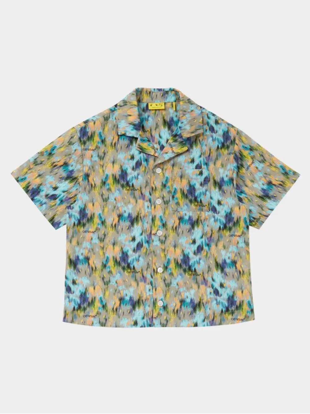 Off-White Kids Watercolor Button-Up Shirt Summer Short Sleeve Cotton Boys Size 6